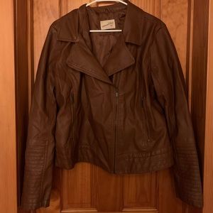 Universal thread faux leather Moto jacket